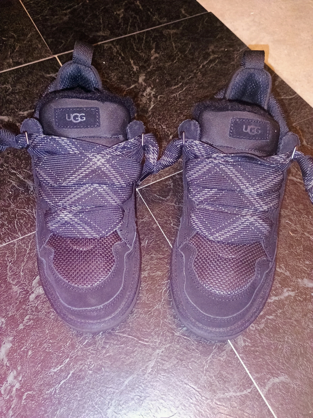 Women's UGG Black Mesh and Suede Lace-Up Sneakers